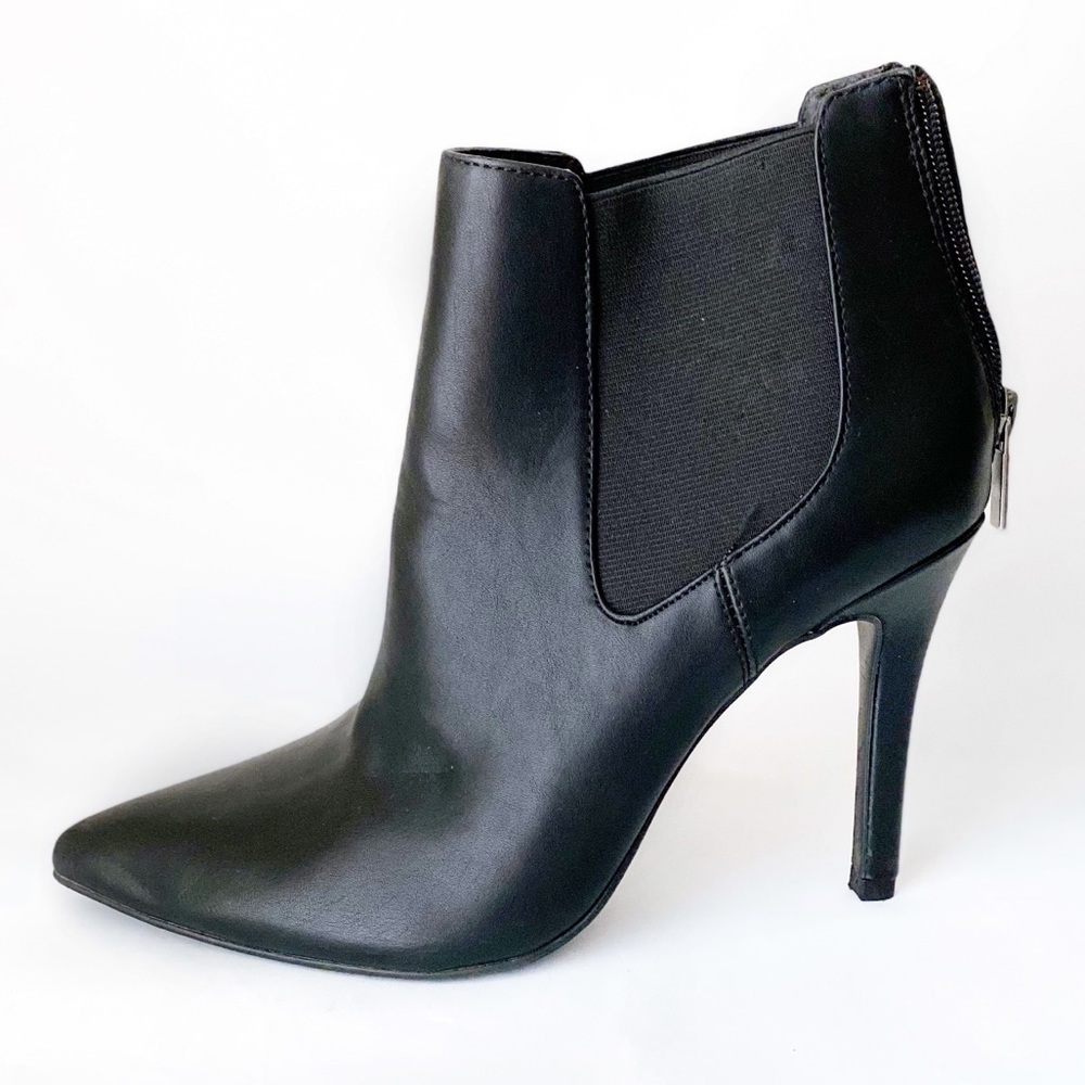 A.N.A. Black Stiletto Heel Faux Leather Ankle Boot